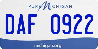 MI license plate DAF0922