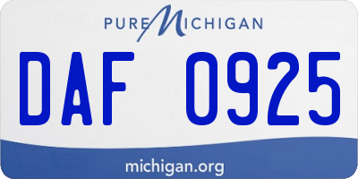 MI license plate DAF0925