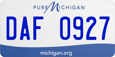 MI license plate DAF0927
