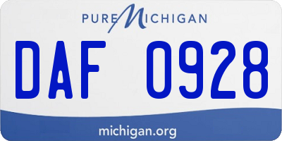 MI license plate DAF0928