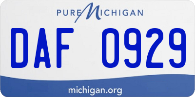 MI license plate DAF0929