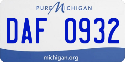 MI license plate DAF0932