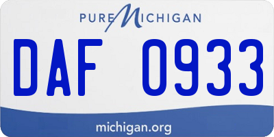 MI license plate DAF0933