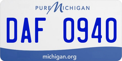 MI license plate DAF0940
