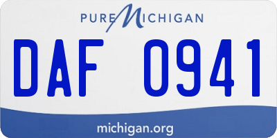 MI license plate DAF0941