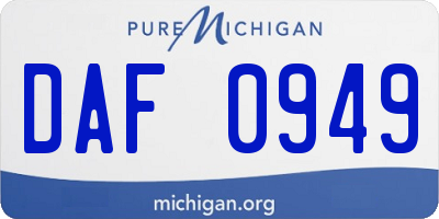 MI license plate DAF0949