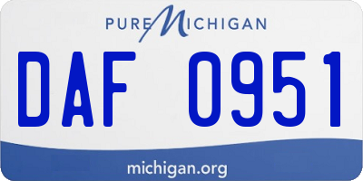 MI license plate DAF0951
