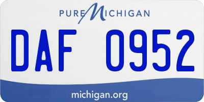 MI license plate DAF0952