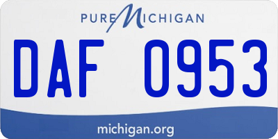 MI license plate DAF0953