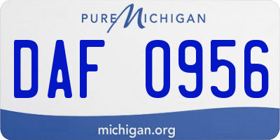 MI license plate DAF0956