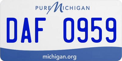 MI license plate DAF0959