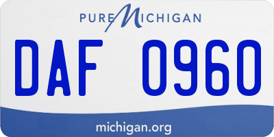 MI license plate DAF0960