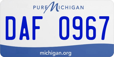 MI license plate DAF0967