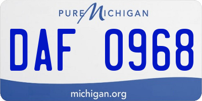 MI license plate DAF0968