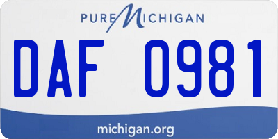 MI license plate DAF0981