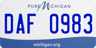 MI license plate DAF0983