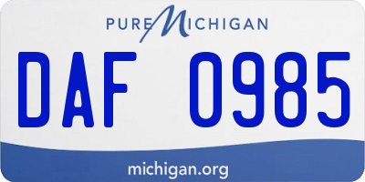 MI license plate DAF0985