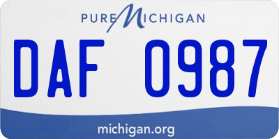 MI license plate DAF0987