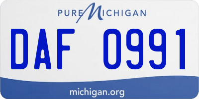 MI license plate DAF0991