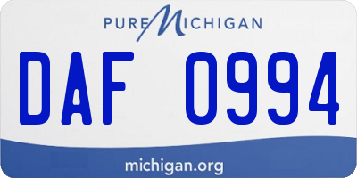 MI license plate DAF0994