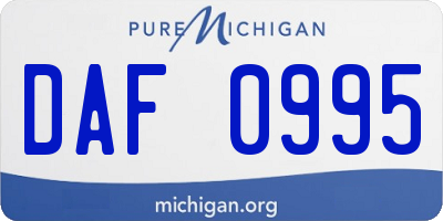 MI license plate DAF0995