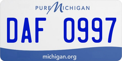 MI license plate DAF0997