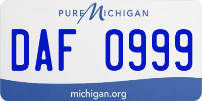 MI license plate DAF0999