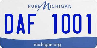 MI license plate DAF1001