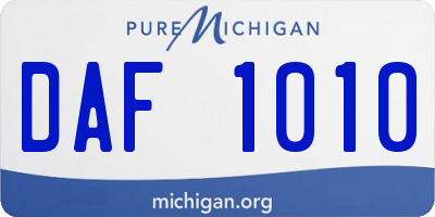 MI license plate DAF1010