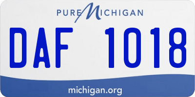 MI license plate DAF1018