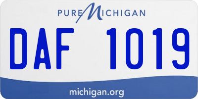 MI license plate DAF1019