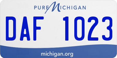 MI license plate DAF1023