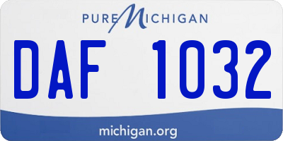 MI license plate DAF1032