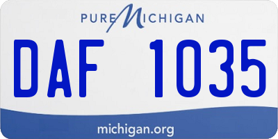 MI license plate DAF1035