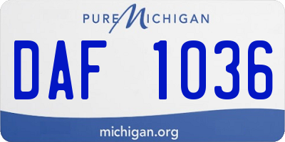 MI license plate DAF1036