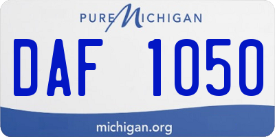 MI license plate DAF1050
