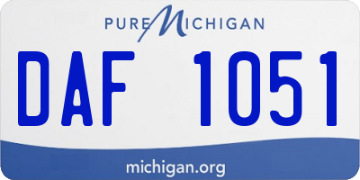 MI license plate DAF1051