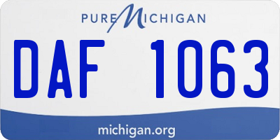 MI license plate DAF1063