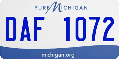 MI license plate DAF1072