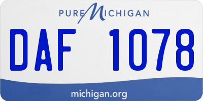MI license plate DAF1078
