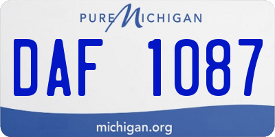 MI license plate DAF1087