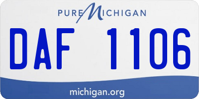 MI license plate DAF1106