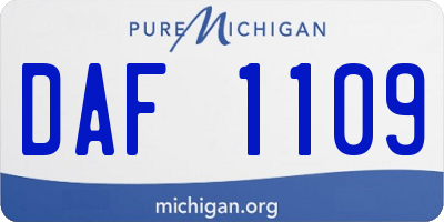 MI license plate DAF1109