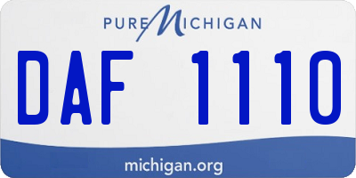 MI license plate DAF1110