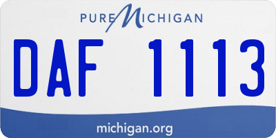 MI license plate DAF1113