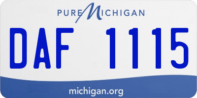 MI license plate DAF1115