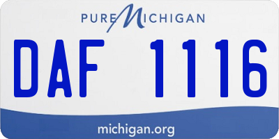 MI license plate DAF1116