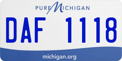 MI license plate DAF1118