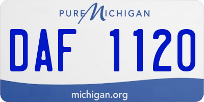 MI license plate DAF1120
