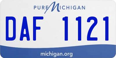 MI license plate DAF1121